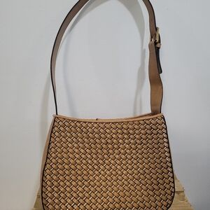 Relic Vintage Bronw Leather Woven Shoulder Bag